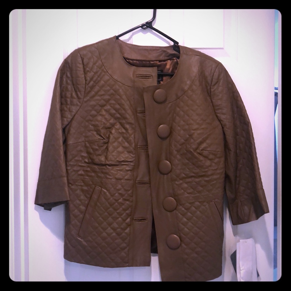 Brand New Terry Lewis leather brown jacket